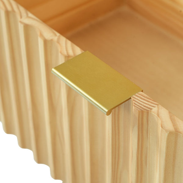 English Elm Natural Rubber Wood Fluted 2 Drawer Nightstand with Gold Pulls for Modern Bedrooms N758P386962N