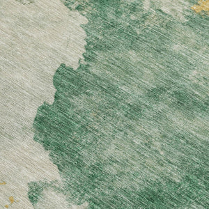 HomeRoots 5' Vibrant Emerald and Gold Abstract Indoor Outdoor Rug - Durable, Washable, Stylish Design for Any Space 9' X 12' 631807