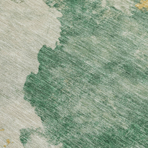 HomeRoots 5' Vibrant Emerald and Gold Abstract Indoor Outdoor Rug - Durable, Washable, Stylish Design for Any Space 9' X 12' 631807