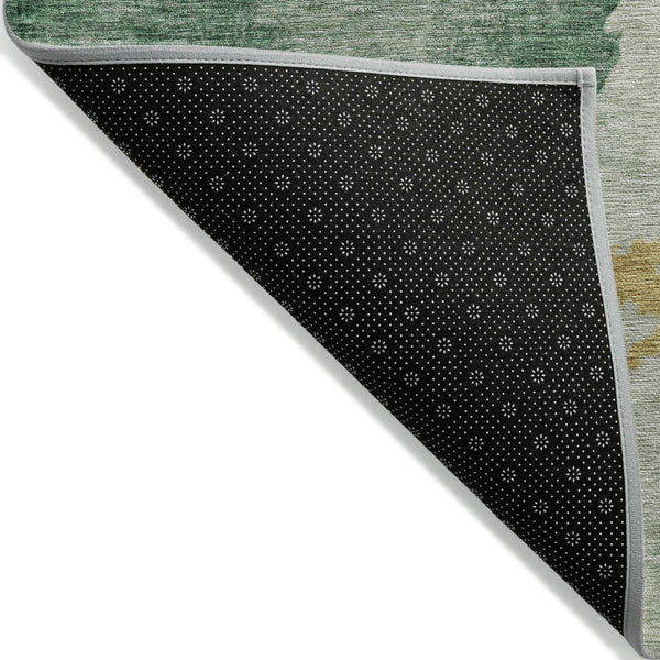 HomeRoots 5' Vibrant Emerald and Gold Abstract Indoor Outdoor Rug - Durable, Washable, Stylish Design for Any Space 10' X 14' 631808