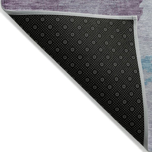 HomeRoots 5' Contemporary Lavender and Teal Blue Abstract Area Rug - Washable for Indoor and Outdoor Use 5' X 8' 631810