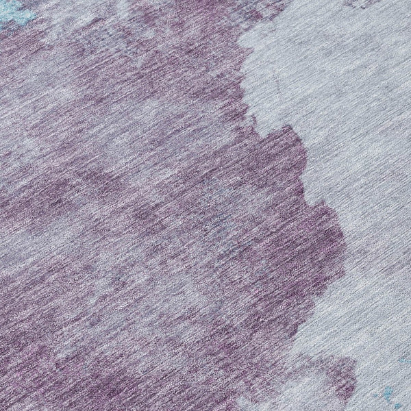 HomeRoots 5' Contemporary Lavender and Teal Blue Abstract Area Rug - Washable for Indoor and Outdoor Use 8' Round 631811