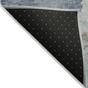 HomeRoots 5' Modern Pale Aqua and Taupe Abstract Area Rug – Washable, Stain-Resistant for Indoor and Outdoor Use 8' X 10' 631818