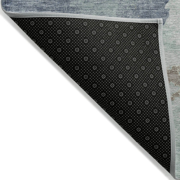 HomeRoots 5' Modern Pale Aqua and Taupe Abstract Area Rug – Washable, Stain-Resistant for Indoor and Outdoor Use 8' X 10' 631818