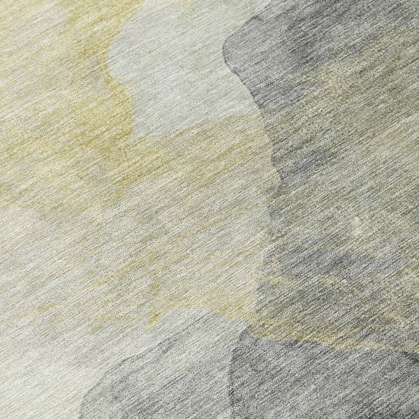 HomeRoots 5' Beige and Gold Abstract Area Rug – Stylish, Washable, Indoor-Outdoor, Durable Design for Any Space 10' X 14' 631826