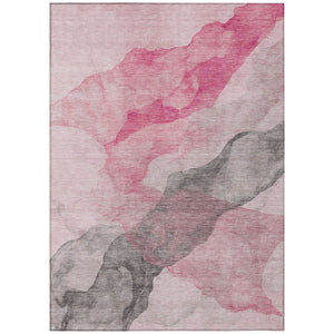 HomeRoots 5' Modern Blush and Gray Abstract Area Rug - Washable, Durable Design for Indoor and Outdoor Spaces 8' X 10' 631830