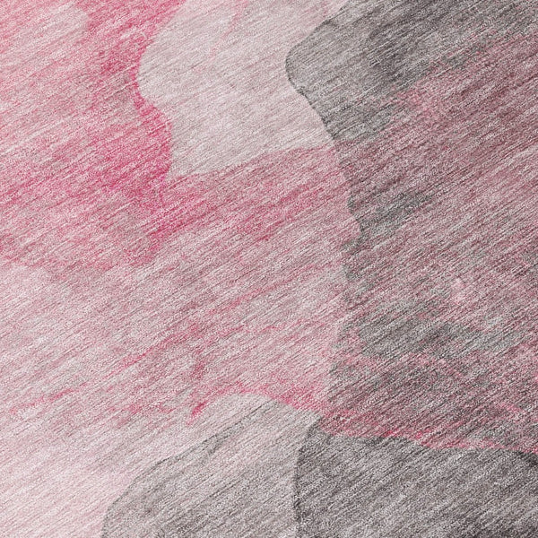 HomeRoots 5' Modern Blush and Gray Abstract Area Rug - Washable, Durable Design for Indoor and Outdoor Spaces 8' X 10' 631830