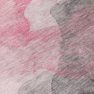 HomeRoots 5' Modern Blush and Gray Abstract Area Rug - Washable, Durable Design for Indoor and Outdoor Spaces 9' X 12' 631831