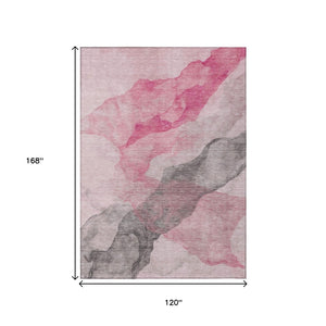 HomeRoots 5' Modern Blush and Gray Abstract Area Rug - Washable, Durable Design for Indoor and Outdoor Spaces 10' X 14' 631832