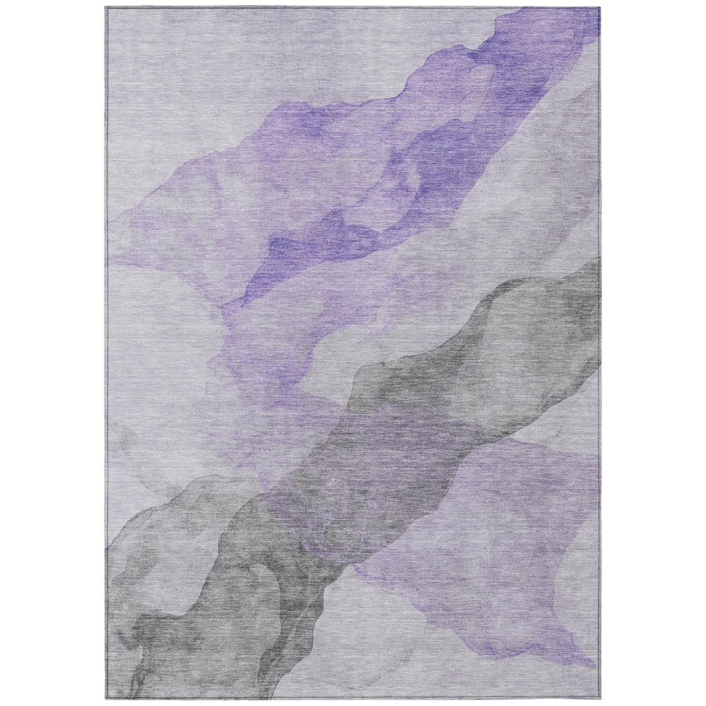 HomeRoots 5' Stylish Lavender and Gray Abstract Washable Area Rug for Indoor and Outdoor Spaces, Durable Design 5' X 8' 631834