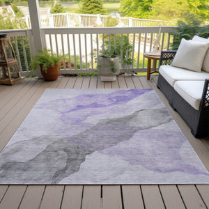 HomeRoots 5' Stylish Lavender and Gray Abstract Washable Area Rug for Indoor and Outdoor Spaces, Durable Design 5' X 8' 631834