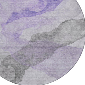 HomeRoots 5' Stylish Lavender and Gray Abstract Washable Area Rug for Indoor and Outdoor Spaces, Durable Design 8' Round 631835