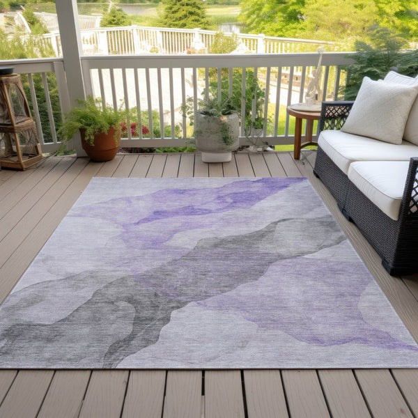 HomeRoots 5' Stylish Lavender and Gray Abstract Washable Area Rug for Indoor and Outdoor Spaces, Durable Design 9' X 12' 631837