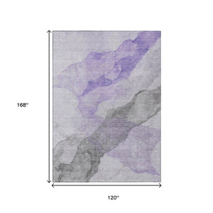 HomeRoots 5' Stylish Lavender and Gray Abstract Washable Area Rug for Indoor and Outdoor Spaces, Durable Design 10' X 14' 631838
