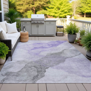 HomeRoots 5' Stylish Lavender and Gray Abstract Washable Area Rug for Indoor and Outdoor Spaces, Durable Design 10' X 14' 631838