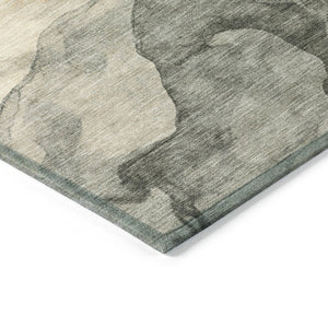 HomeRoots 5' Vibrant Orange and Gray Abstract Area Rug - Stylish, Washable Design for Indoor and Outdoor Spaces 8' Round 631841