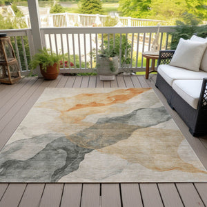 HomeRoots 5' Vibrant Orange and Gray Abstract Area Rug - Stylish, Washable Design for Indoor and Outdoor Spaces 8' X 10' 631842