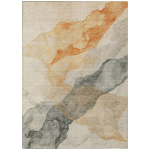 HomeRoots 5' Vibrant Orange and Gray Abstract Area Rug - Stylish, Washable Design for Indoor and Outdoor Spaces 9' X 12' 631843