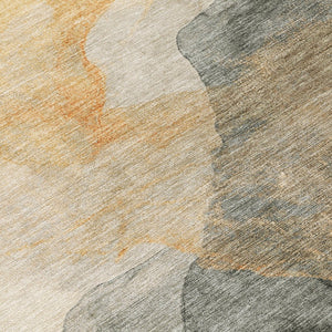 HomeRoots 5' Vibrant Orange and Gray Abstract Area Rug - Stylish, Washable Design for Indoor and Outdoor Spaces 9' X 12' 631843