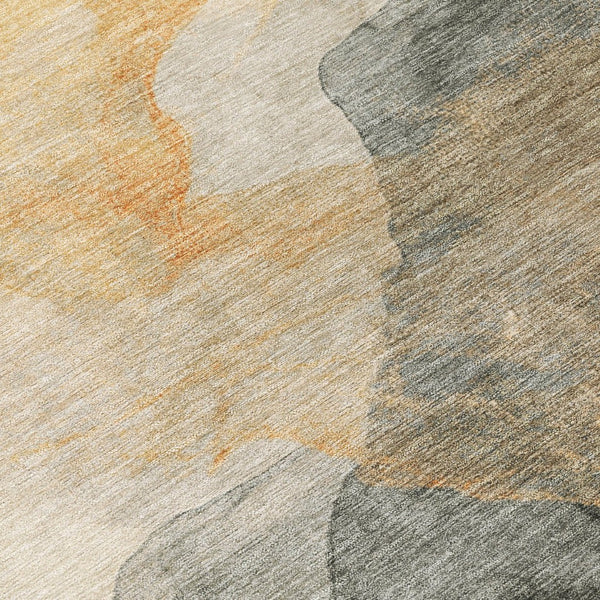 HomeRoots 5' Vibrant Orange and Gray Abstract Area Rug - Stylish, Washable Design for Indoor and Outdoor Spaces 9' X 12' 631843