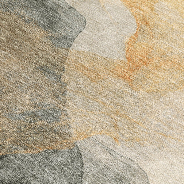 HomeRoots 5' Vibrant Orange and Gray Abstract Area Rug - Stylish, Washable Design for Indoor and Outdoor Spaces 10' X 14' 631844