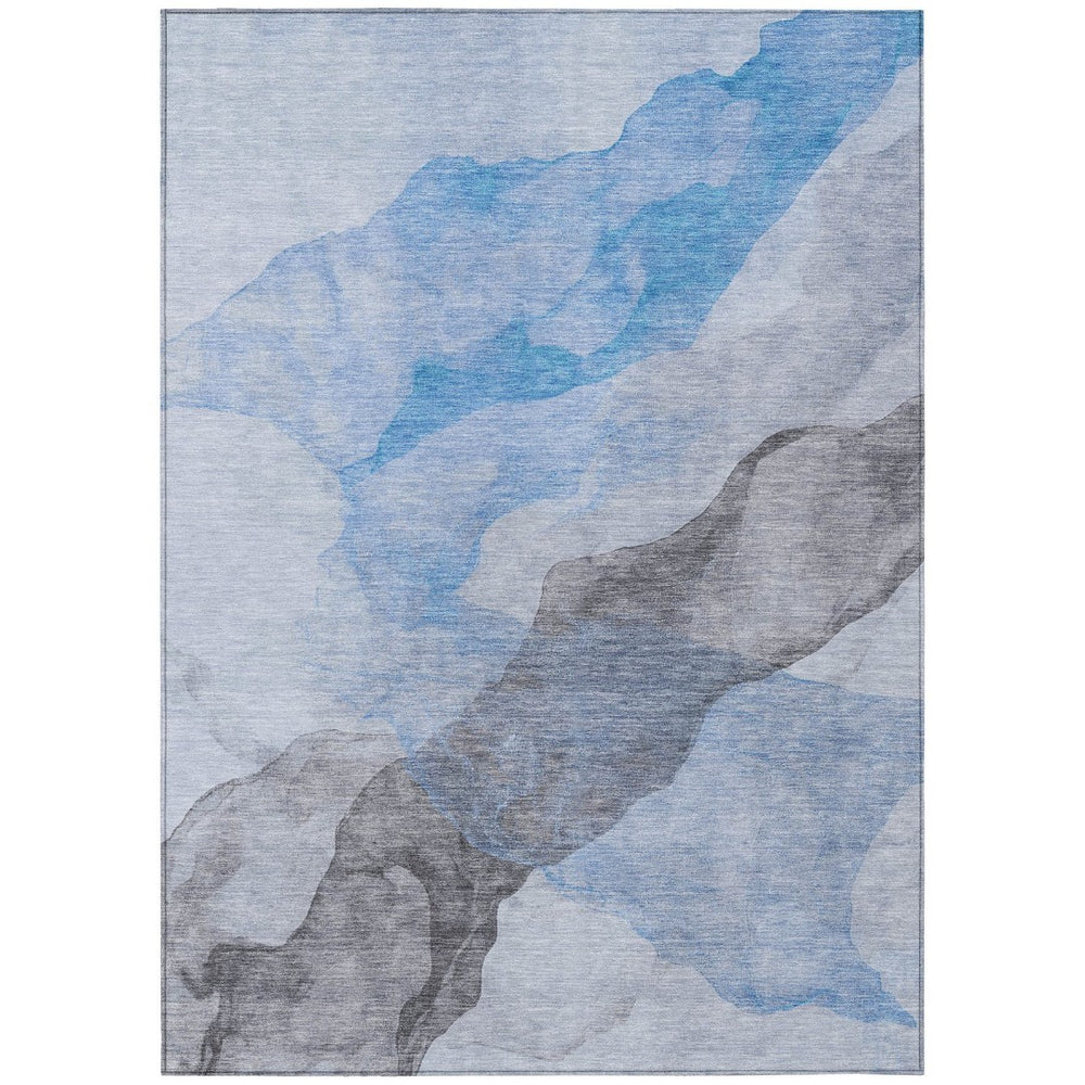 HomeRoots 5' Modern Sky Blue and Gray Abstract Area Rug – Durable, Washable Design for Indoor and Outdoor Use 8' X 10' 631848