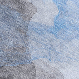 HomeRoots 5' Modern Sky Blue and Gray Abstract Area Rug – Durable, Washable Design for Indoor and Outdoor Use 8' X 10' 631848
