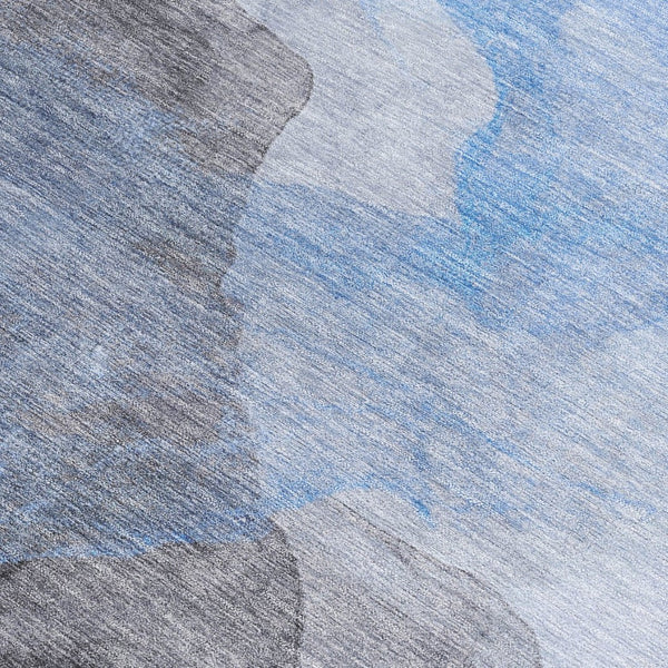 HomeRoots 5' Modern Sky Blue and Gray Abstract Area Rug – Durable, Washable Design for Indoor and Outdoor Use 8' X 10' 631848