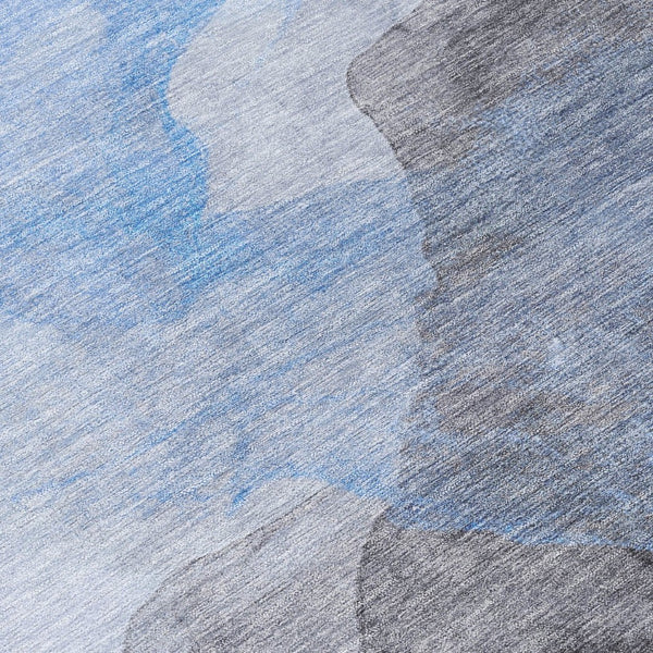 HomeRoots 5' Modern Sky Blue and Gray Abstract Area Rug – Durable, Washable Design for Indoor and Outdoor Use 9' X 12' 631849