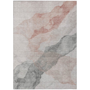 HomeRoots 5' Contemporary Salmon and Gray Abstract Washable Area Rug for Indoor and Outdoor Spaces Upgrade 5' X 8' 631852