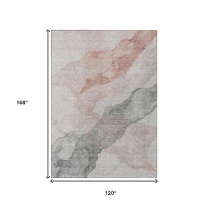 HomeRoots 5' Contemporary Salmon and Gray Abstract Washable Area Rug for Indoor and Outdoor Spaces Upgrade 10' X 14' 631856