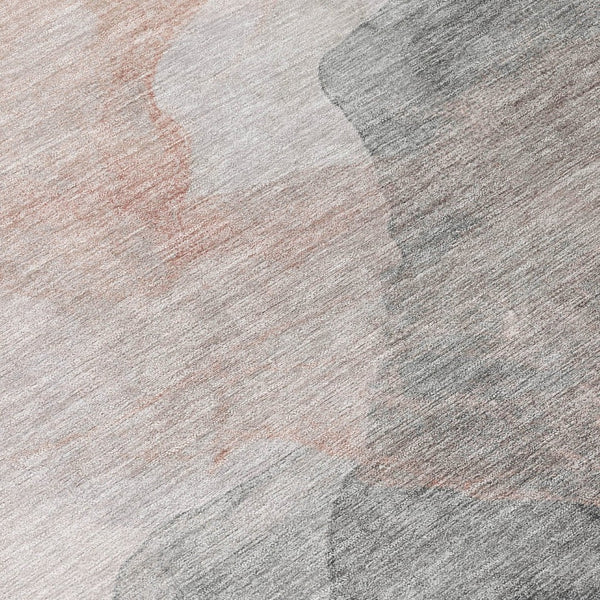 HomeRoots 5' Contemporary Salmon and Gray Abstract Washable Area Rug for Indoor and Outdoor Spaces Upgrade 10' X 14' 631856