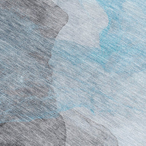 HomeRoots 5' Teal Blue and Gray Abstract Indoor Outdoor Area Rug - Stylish, Durable, and Washable Design 8' X 10' 631860