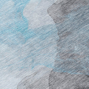 HomeRoots 5' Teal Blue and Gray Abstract Indoor Outdoor Area Rug - Stylish, Durable, and Washable Design 8' X 10' 631860