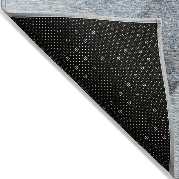 HomeRoots 5' Teal Blue and Gray Abstract Indoor Outdoor Area Rug - Stylish, Durable, and Washable Design 10' X 14' 631862