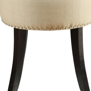 HomeRoots 18" Beige Tufted Round Footstool – Stylish Multi-Functional Accent for Living Room Comfort & Support 631863