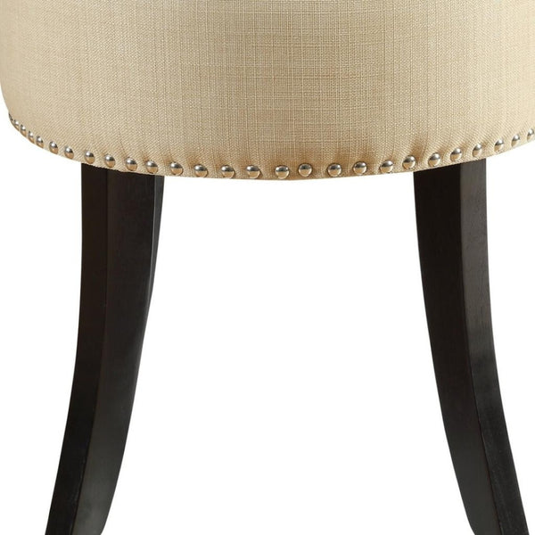 HomeRoots 18" Beige Tufted Round Footstool – Stylish Multi-Functional Accent for Living Room Comfort & Support 631863