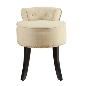 HomeRoots 18" Beige Tufted Round Footstool – Stylish Multi-Functional Accent for Living Room Comfort & Support 631863