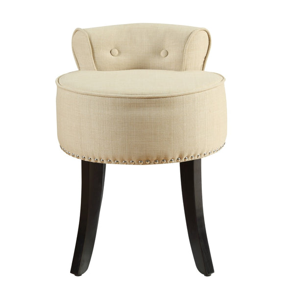 HomeRoots 18" Beige Tufted Round Footstool – Stylish Multi-Functional Accent for Living Room Comfort & Support 631863