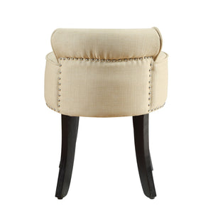 HomeRoots 18" Beige Tufted Round Footstool – Stylish Multi-Functional Accent for Living Room Comfort & Support 631863