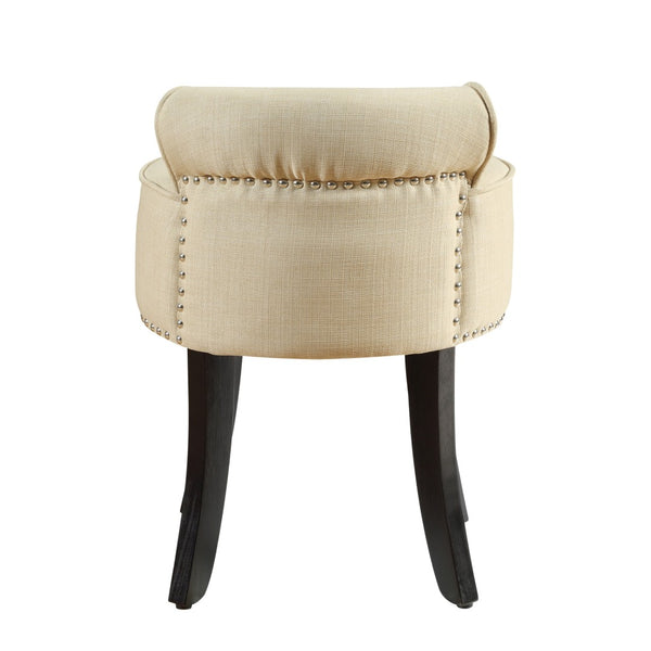 HomeRoots 18" Beige Tufted Round Footstool – Stylish Multi-Functional Accent for Living Room Comfort & Support 631863