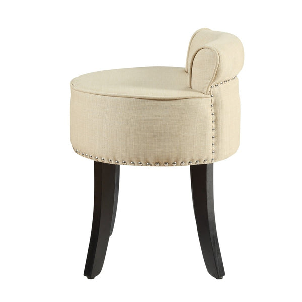 HomeRoots 18" Beige Tufted Round Footstool – Stylish Multi-Functional Accent for Living Room Comfort & Support 631863