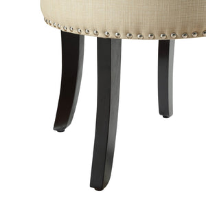 HomeRoots 18" Beige Tufted Round Footstool – Stylish Multi-Functional Accent for Living Room Comfort & Support 631863