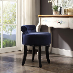 HomeRoots 18" Plush Navy Blue Velvet Tufted Round Footstool – Stylish Multi-Functional Accent for Any Room 631864