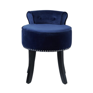 HomeRoots 18" Plush Navy Blue Velvet Tufted Round Footstool – Stylish Multi-Functional Accent for Any Room 631864