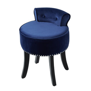 HomeRoots 18" Plush Navy Blue Velvet Tufted Round Footstool – Stylish Multi-Functional Accent for Any Room 631864