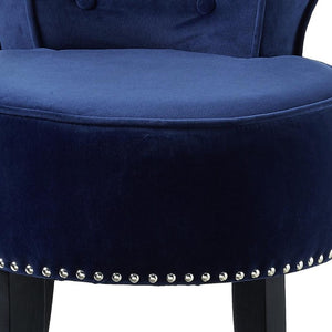 HomeRoots 18" Plush Navy Blue Velvet Tufted Round Footstool – Stylish Multi-Functional Accent for Any Room 631864