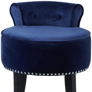 HomeRoots 18" Plush Navy Blue Velvet Tufted Round Footstool – Stylish Multi-Functional Accent for Any Room 631864