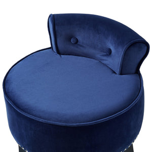 HomeRoots 18" Plush Navy Blue Velvet Tufted Round Footstool – Stylish Multi-Functional Accent for Any Room 631864