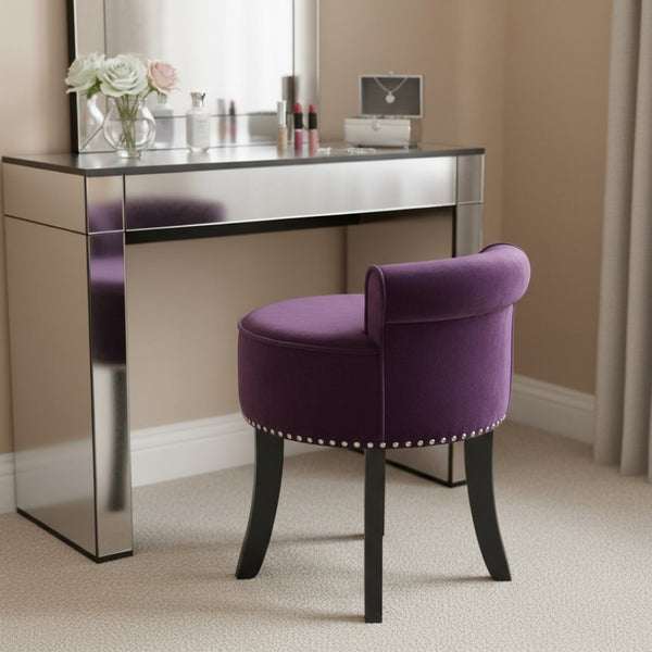 HomeRoots 18" Velvet Tufted Round Footstool in Purple and Black – Chic, Multi-Functional Accent for Any Room 631865